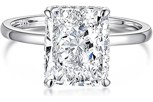YULUYILYY 4CT Lab Grown Diamond Ring, Engagement Ring for Women, D Color VVS1 Radiant Cut Solitaire Promise Ring for Her, 18K