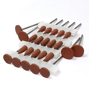 Atargoods JEWELRY TOOL RUBBER (SILICON) TYPE ROTARY TOOLS POLISHING 5PCS DIAMOND-IN-RUBBER EMERY POLISHING BIT SET - FITS DREMEL - METAL, GLASS, STONE.