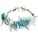 Vivivalue Fairy Flower Crown Blue Floral Headband Elf Headpiece for Women Princess Wedding Bridal Shower Photo Prop Cosplay Renaissance