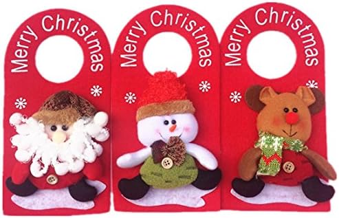 Set of 3 Christmas Hanging Decorations for Door, 3D Santa Claus &amp; Snowman &amp; Reindeer, Holiday Party Decor, XMAS Tree Ornaments
