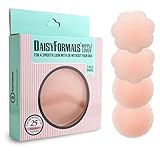 DaisyFormals Thin Pasties - Reusable Adhesive Silicone Nipple Covers(1 Pair Round + 1 Pair Flower )