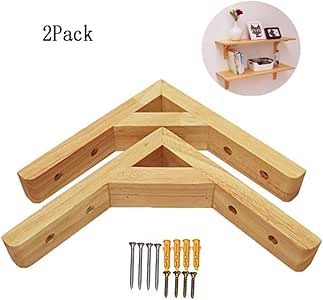 Soportes de estante de madera sólida (paquete de 2) Soporte de estante