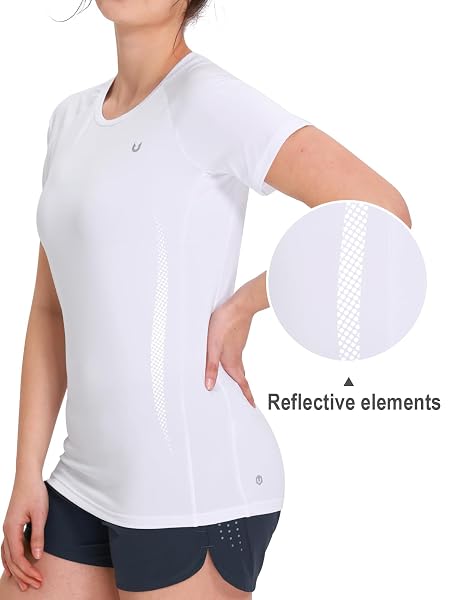 NORTHYARD WOMEN’S WORKOUT TOPS ATHLETIC SHIRTS QUICK DRY RUNNING T-SHIRT SHORT SLEEVE MOISTURE WICKING CREW NECK TAG-FREE BASIC TEES FOR GYM TRAINING SPORT WHITE S