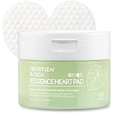 TENZERO Heart Leaf CICA Essence Heart Pad (50 Count, 150g), Redness Relief Soothing Pore Care for Sensitive Skin, Korean Facial Toner Pads, Hydrating & Refreshing, Centella