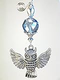 Harry Potter Large Open Wing Owl & Faceted Twilight Blue Glass Ceiling Fan Pull Chain