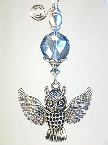 Harry Potter Large Open Wing Owl & Faceted Twilight Blue Glass Ceiling Fan Pull Chain