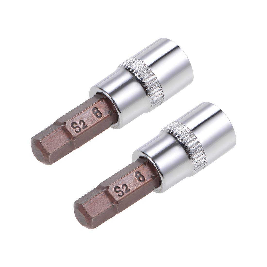 sourcing map 2pcs 1/4" Drive x H6 (6mm) Hex Bit Socket, S2 Steel Bits CR-V Sockets 38mm Length Use with Ratchet Wrench, Slide Bar, Extension Rod