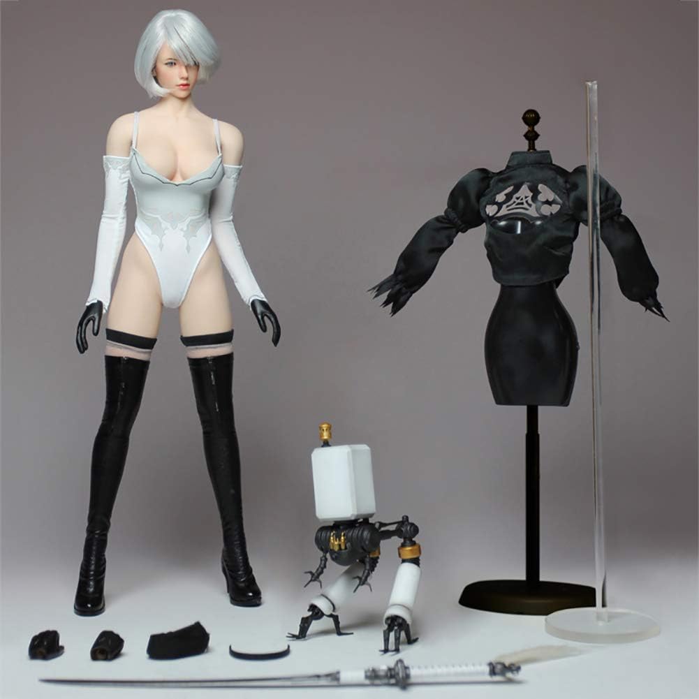 1/6 Scale Female Action Figure Set Nier:Automata Yorha No. 2 Type B and Robot for Art Works, Drawings, Photography, DIY, Or Just Simple Collection