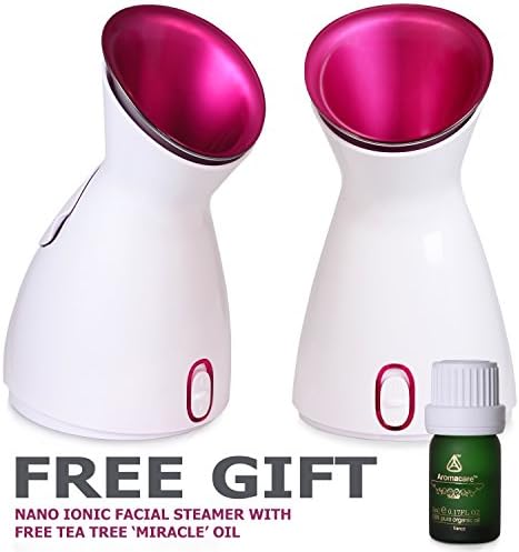 NanoSteamer - Large 3-in-1 Nano Ionic Facial Steamer - Humidifier - Unclogs Pores - Blackheads - Spa Quality - FREE TEA TREE OIL for Optimal Skin Care