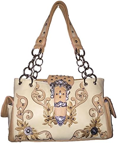 Western Concealed Carry Rhinestone Butterfly Buckle Leather Women's handbag in Multi Colors
