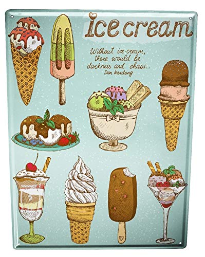 LEotiE SINCE 2004 Tin Sign Metal Plate Decorative Sign Home Decor Plaques 30 x 40 cm Metal Plate Plaque Retro Ice Cream
