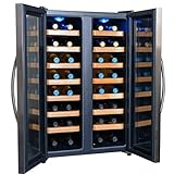 NewAir AW-321ED 32 Bottle Dual Zone Thermoelectric Wine Cooler, Stainless Steel & Black