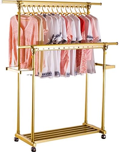 Yxsd Adjustable Double Rod Drying Rack, Mobile Clothes Rail, Indoor Balcony Drying Rack, Single Shelf Storage Shoe Rack