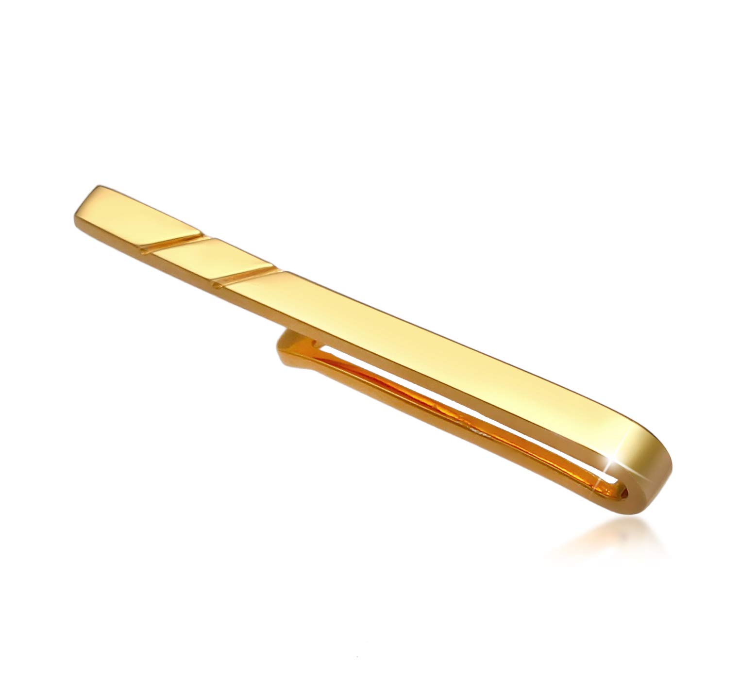 Kuzzoi Men's Tie Clip Gold-Plated Tie Clip (3.5 mm) Polished for Normal Ties, Tie Jewellery for Men in Elegant Look, 925 silver