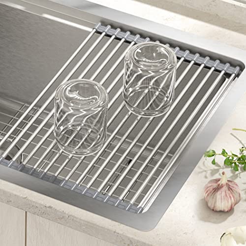 32 Inch Undermount Kitchen Sink - 304 SUS Stainless Steel Sink 16 Gauge Single Bowl Sink Drop In Workstation With Accessories Farmhouse Sink Under Counter or Top Counter (32 Inch)