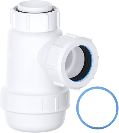 PlumbEZ Shallow Bottle Trap 32mm 1-1/4 with Anti-Slip Ring BS EN274-1