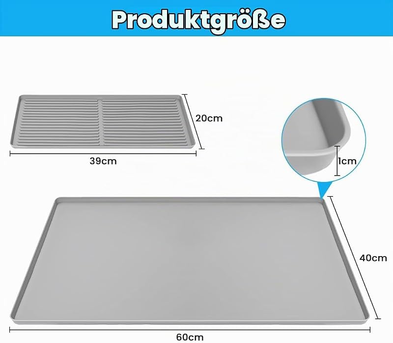 Kaffeemaschine Abtropfmatte aus Silikon, 2-in-1 Kaffeemaschine Unterlage, Abtropfmatte Geschirr, Kaffeematte mit Konvexem Rand, Silikon Matte für Kaffeevollautomat Küchenarbeitsplatten, Grau — Foto 2 von 8