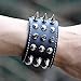Zysta Men Women Rivet Studded Spike Genuine Leather Punk Rock Gothic Biker 40mm Wide Cuff Bracelet Adjustable Bangle Wristband Wrap