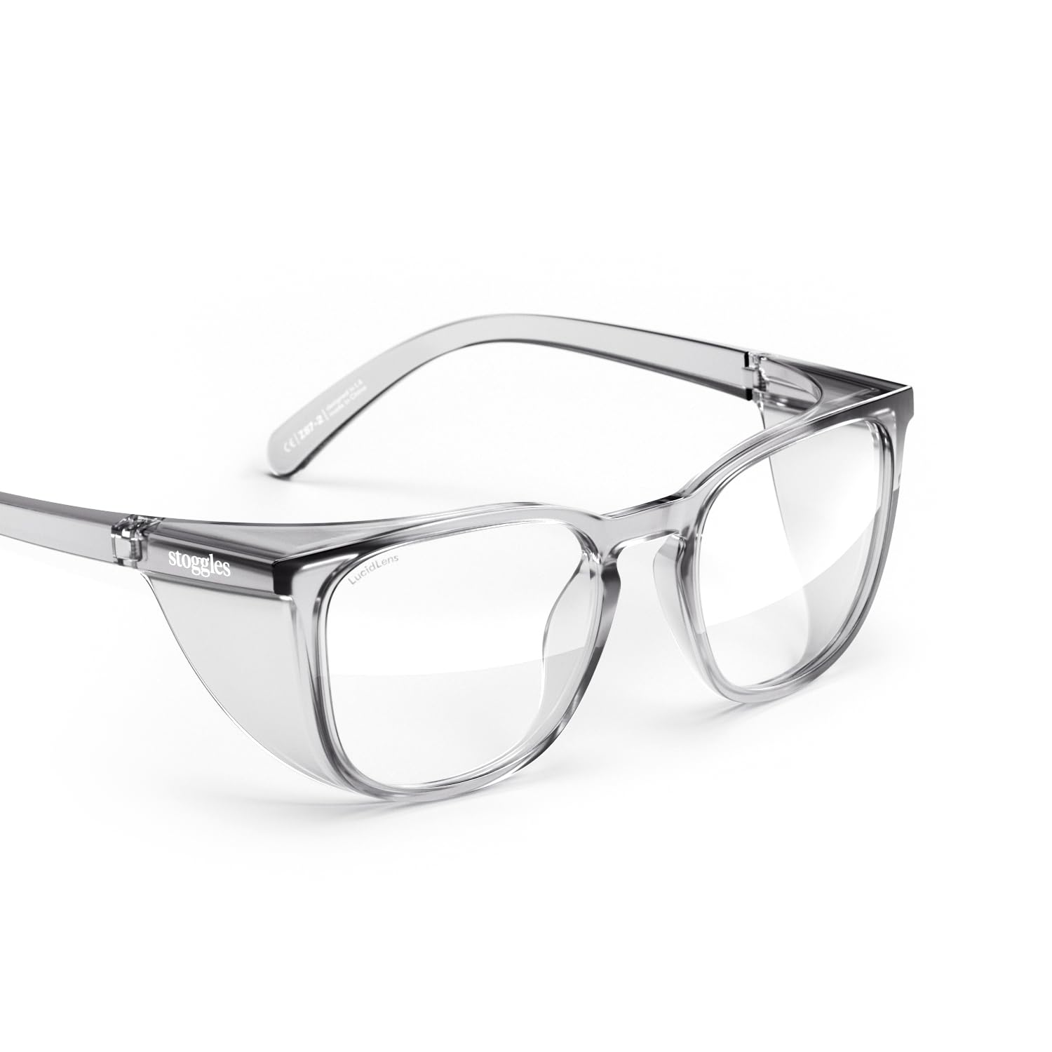 Photo 1 of Stoggles Square Z87.1 Certified Polycarbonate Wide Fit Safety Glasses, Scratch & Shatter-Proof, Blue-Light & UV Blocking Lens, Top & Side Shields, Anti-Fog Dip Coated, Protective & Stylish Eyewear
