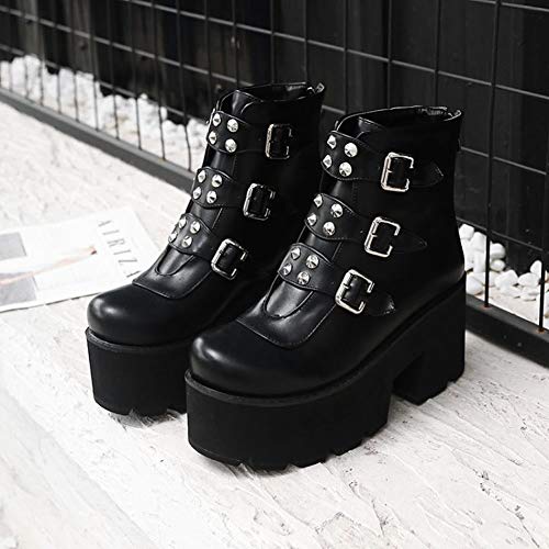 YIYA-Womens-Studded-Mid-Calf-Combat-Boots-Black-Goth-Platform-Boots-Round-Toe-Buckle-Chunky-Heel-Booties