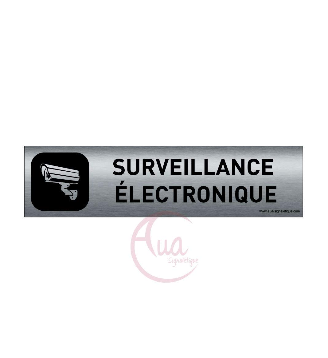 AUA SIGNALETIQUE - Plaque Aluminium brossé imprimé AluSign DARK - 200x50 mm - Double Face adhésif au dos (Vidéo électronique) — image 1