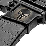 GunSkins Magwell Skin - Premium Vinyl Decal - Easy to Install and Fits AR-15 Lower Receivers - 100% Waterproof Non-Reflective Matte Finish - Made in USA - GS Skull Black