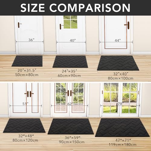 Biscpro Doormat Dark Grey 50 x 80 cm Indoor and Outdoor Washable Door Mat, Waterproof Door Mat, Non-Slip Dirt Trapper Rug for Entrance, Front Door, Patio, Hallway, Garden