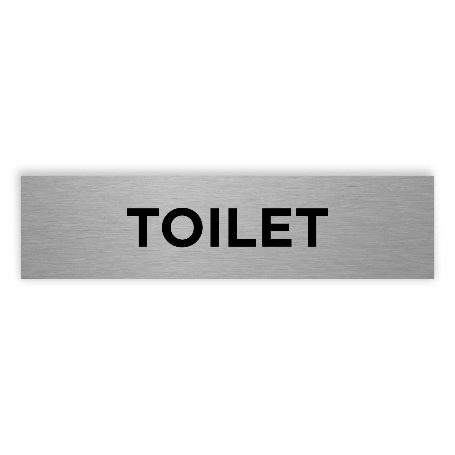 Slimline Aluminium Toilet Door Sign from ViroDisplay® - Rigid Brushed Silver 0.5mm - 200 x 50mm - Durable Printed Surface - Self-Adhesive Fixing