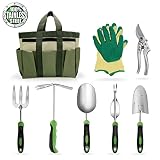 Garden Tools Set Gardening Kits Stainless Steel Heavy Duty Gifts for Men Women Including Gloves Tote and Pruning shears