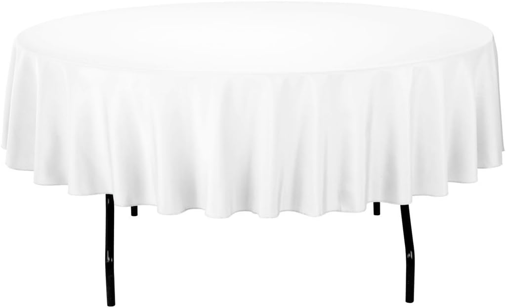 Gee Di Moda Tablecloth - 90" Inch Round Tablecloths for Circular Table Cover in White Washable Polyester - Great for Buffet Table, Parties, Holiday Dinner & More: Home & Kitchen