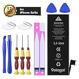 Velagol iPhone 5S/5C Battery 1560 mAh Li-ion Polymer Replacement Battery for iPhone 5S/5C with Repair Tool Kits Instruction [12-Month Warranty]