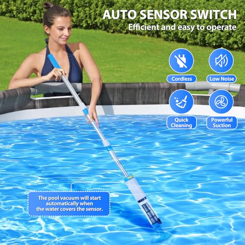 4 in 1 Cordless Rechargeable Small Pool Vacuum spa hot tub 90 Mins Running Time, 12 Gallons/Min Powerful Suction