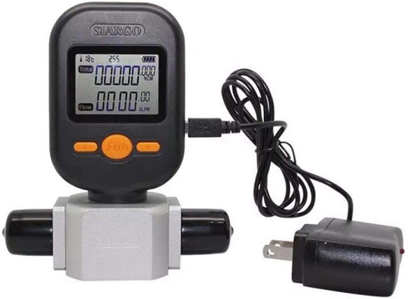 Electronic Mass Flow Meter Digital Gas Air Nitrogen Oxygen Mass Flow Rate Tester Meter Protable Flowmeter 100 L/min for Inactive Gas (0-100L/min （black）)