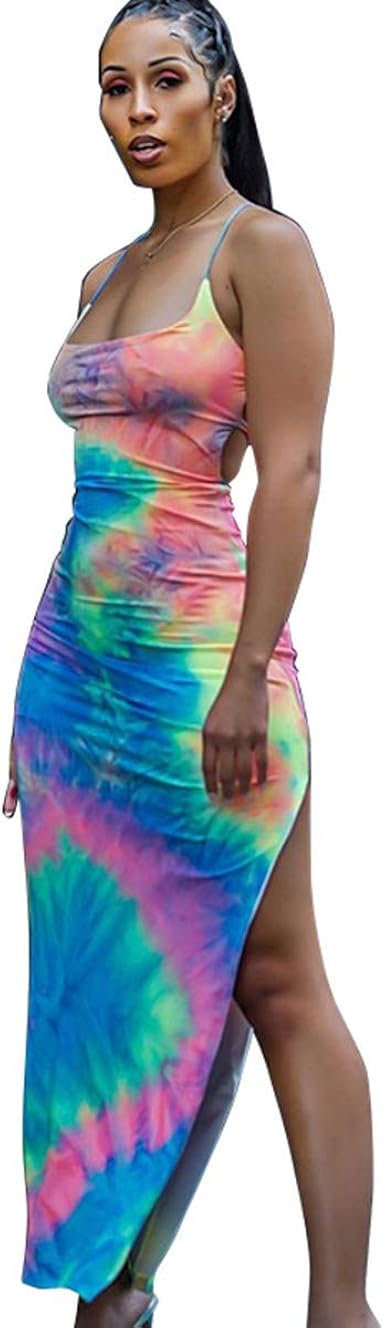 rainbow tie dye maxi dress