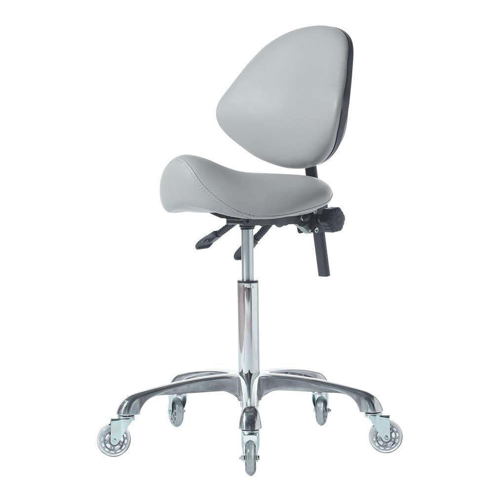 FRNIAMC Hydraulic Saddle Rolling Adjustable, Heavy-Duty (450 lbs) Stool Chair for Beauty Salon Massage Dental Clinic Home Office Use(Grey): Furniture & Decor