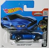 FORD SHELBY GT350R Hot Wheels 2016 Night Burnerz Series Sporty Blue Shelby 1:64 Scale Collectible Die Cast Metal Toy Car Model #7/10 on International Short Card