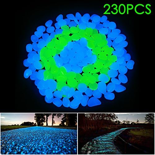 Glow In The Dark Pebbles, XIEMIN Outdoor Garden Glowing Stones For Driveway, Fish Tank, Aquarium, Yard, Decorations