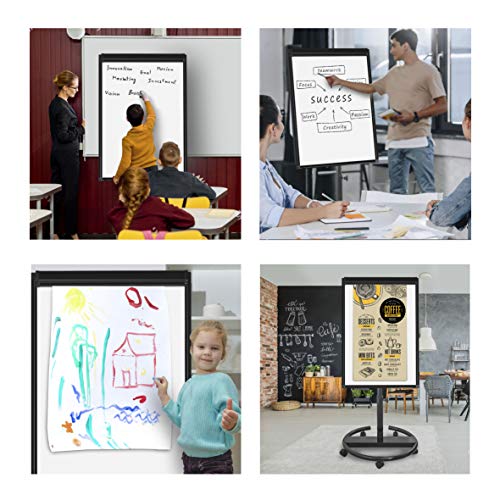 Mobile Whiteboard Standing Dry Erase Board Easel- 40x28 inches Magnetic Whiteboard with 25 Sheets Paper Pad, Black - Thumbnail 5