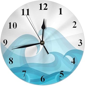 Kinhevao Wellenuhr Marine Ocean Sea Aqua Nautische Wellen Runde Wanduhr