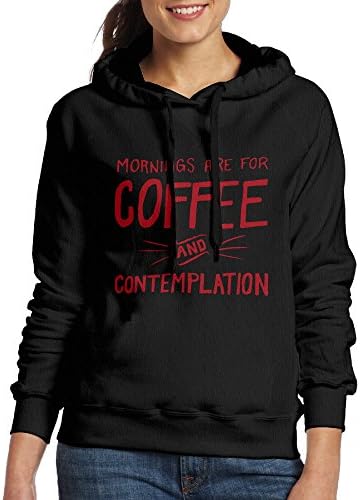 Mornings Are For Coffee And Contemplation Ladies Black Long Sleeve Hoodie Pullover XXL