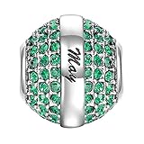 SOUFEEL May Birthstone Charm Dark Green Swarovski Crystal 925 Sterling Silver Charms for European Bracelet