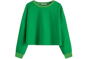 Arshiner Girls Crop Tops Kids Long Sleeve Pullover Sweatshirts Girls Cropped Crewneck Sweatshirt for 5-14 Years Teen Girls