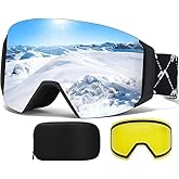 VCOROS Magnetic Ski Goggles with Quick Change Lens, OTG Design, Anti-Fog snow goggles, Helmet Compatible Snowboard Goggles