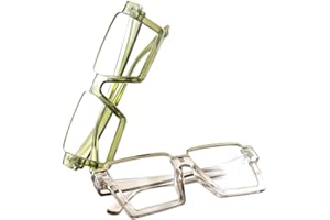 Laemzinv Oversized Square Blue Light Glasses for Women, Large Semi Rimless Thick Frame Reading Blocker LA044