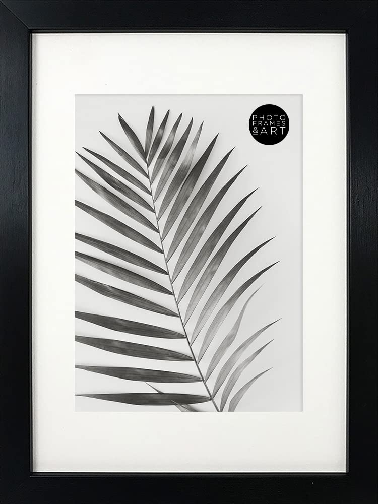 pf+a REAL GLASS A4 For A5 Frame With Mount - Oxford Black Picture Frame For A5 Photo - A4 Black Frame With Mount For A5