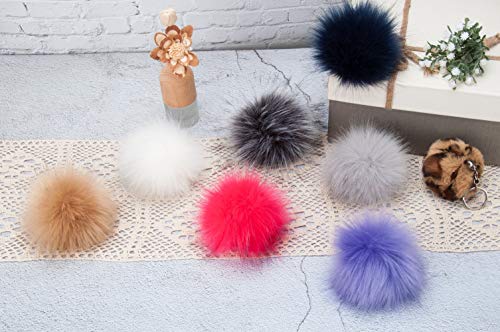 5 Fluffy+Pompom+Keychain+Knitting+Accessories