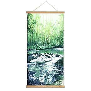 Hanging Poster NO Magnetic Wooden Framed, Beautiful Green Life Forest Home Wall Canvas Prints Decoration Ready to Hang - 18"x36"