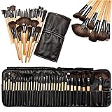 CoKate Makeup Brush Set, 32PC Eyebrow Shadow Makeup Brush Set with Pouch Bag Wooden