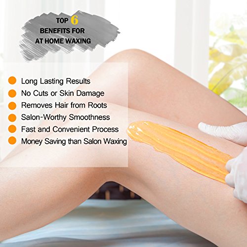Wax Warmer Hair Removal Kit, Vennco Brazilian Bikini Home Waxing Kit Hair Depilatory Full Body Wax Kit with 4 Bags Hard Wax Beans & 10 Wax Applicator Spatulas