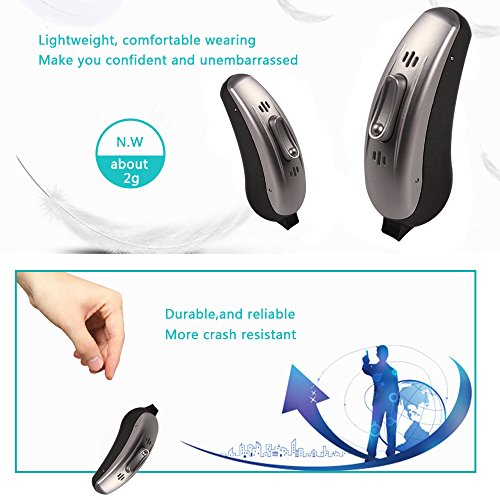 ePartner Sound Personal Amplifier Hearing Enhancer Digital Hearing Amplifier Noise Reduction Mode with Adjustable Volume Tone Control(Silver, Left Ear)
